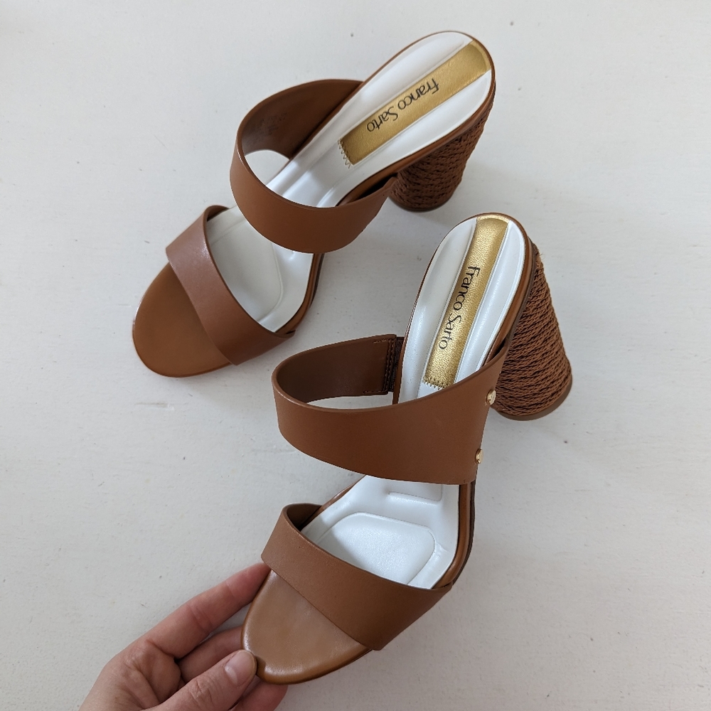 NIB Franco Sarto Leather Heel Sandals, 7.5